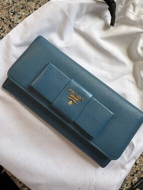 Prada Saffiano Leather Wallet with Gold Logo